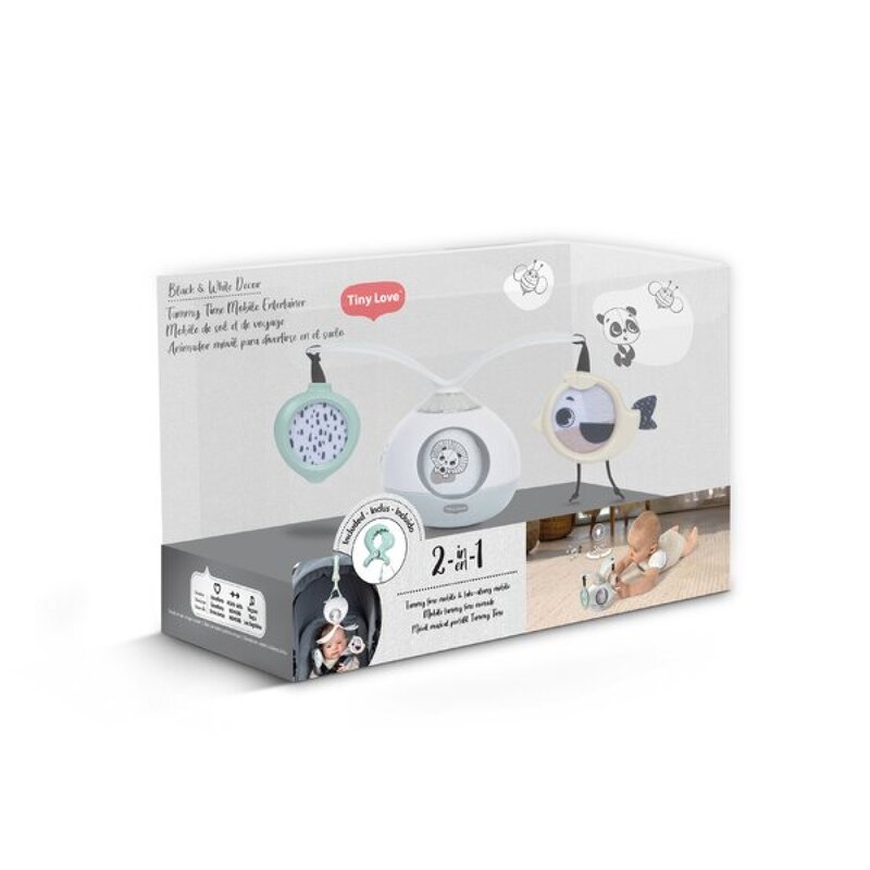Carusel Muzical Mobil 2-In-1 Tiny Love - Tummy time black and white